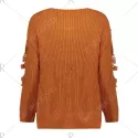 Pullover Ripped V Neck Sweater - Earthy