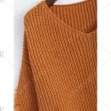 Pullover Ripped V Neck Sweater - Earthy