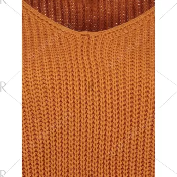 Pullover Ripped V Neck Sweater - Earthy