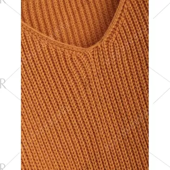 Pullover Ripped V Neck Sweater - Earthy