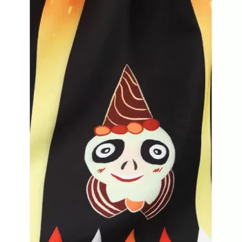 Pumpkin Devil Print Long leeve Midi Halloween Dress -