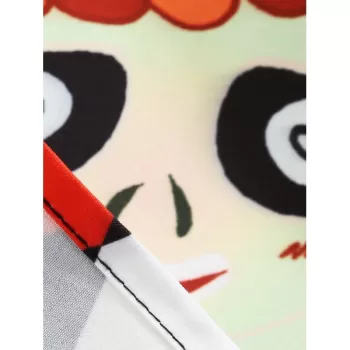 Pumpkin Devil Print Long leeve Midi Halloween Dress -