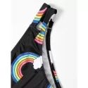 Racerback Rainbow Print Bikini Set - Black