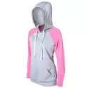 Raglan Sleeve Two Tone Drawstring Hoodie - Gray