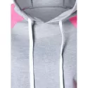 Raglan Sleeve Two Tone Drawstring Hoodie - Gray
