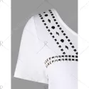 Rhinestone Decor Crop Top - White