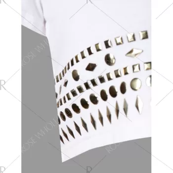 Rhinestone Decor Crop Top - White