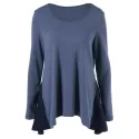 Ribbed Asymmetrical Blouse - Azure Blue