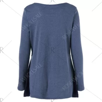 Ribbed Asymmetrical Blouse - Azure Blue