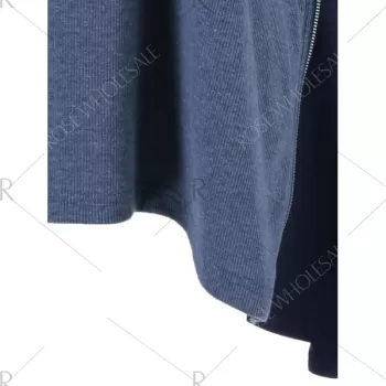 Ribbed Asymmetrical Blouse - Azure Blue