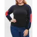 Ribbed Color Block Sweatshirt - Black