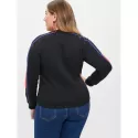 Ribbed Color Block Sweatshirt - Black