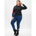 Ribbed Color Block Sweatshirt - Black