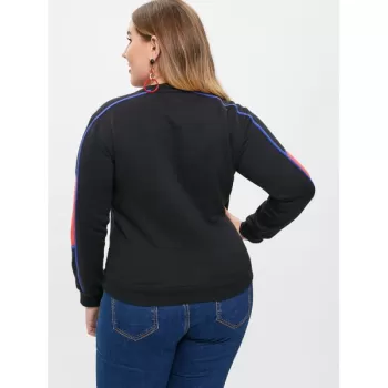 Ribbed Color Block Sweatshirt - Black