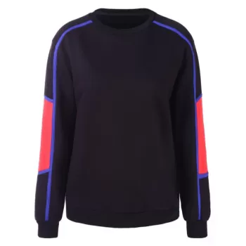 Ribbed Color Block Sweatshirt - Black