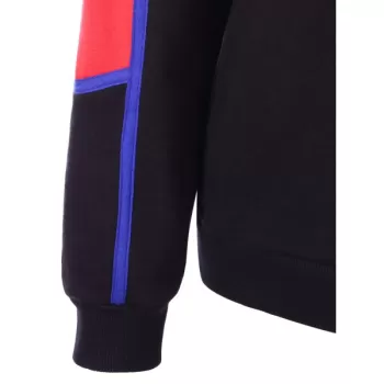 Ribbed Color Block Sweatshirt - Black