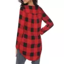 Roll Tab leeves Plaid Pocket Blouse - Red