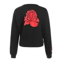 Rose Print Long Sleeve Sweatshirt - Black