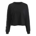 Rose Print Long Sleeve Sweatshirt - Black