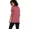 Round Neck Short Sleeve Basic T-shirt - Blush Red