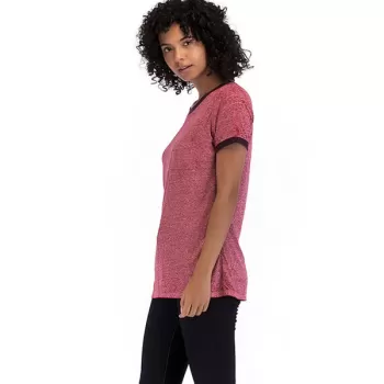Round Neck Short Sleeve Basic T-shirt - Blush Red