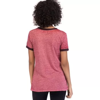 Round Neck Short Sleeve Basic T-shirt - Blush Red