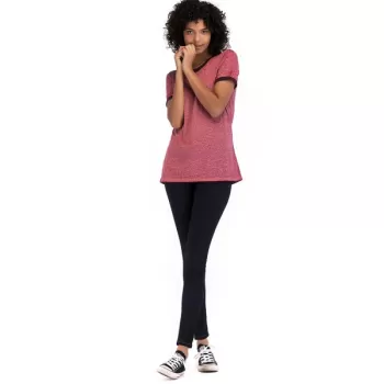 Round Neck Short Sleeve Basic T-shirt - Blush Red