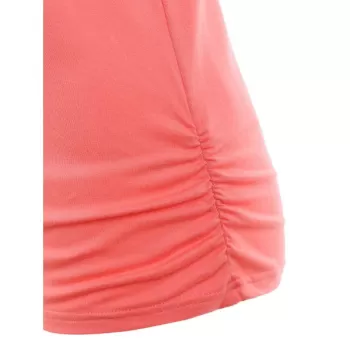 Ruched Bust Long Sleeve Slim Fit T-shirt - Bean Red