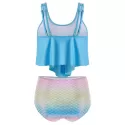 Ruched Rainbow ermaid Tankini Swimsuit - Crystal Blue