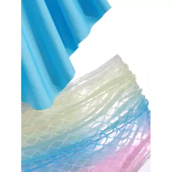 Ruched Rainbow ermaid Tankini Swimsuit - Crystal Blue