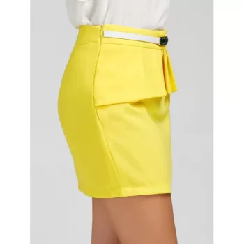 Ruffle Belt Insert Mini Fitted kirt - Yellow