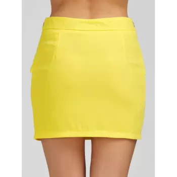 Ruffle Belt Insert Mini Fitted kirt - Yellow
