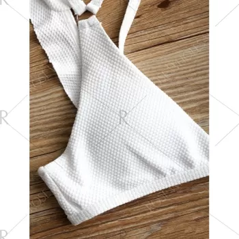 Ruffle Detail Low Waisted Bikini Set - White