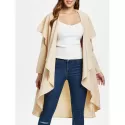 Ruffle-front Drape Coat - Beige
