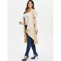 Ruffle-front Drape Coat - Beige