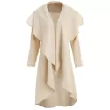 Ruffle-front Drape Coat - Beige