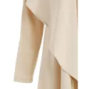 Ruffle-front Drape Coat - Beige