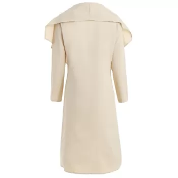 Ruffle-front Drape Coat - Beige