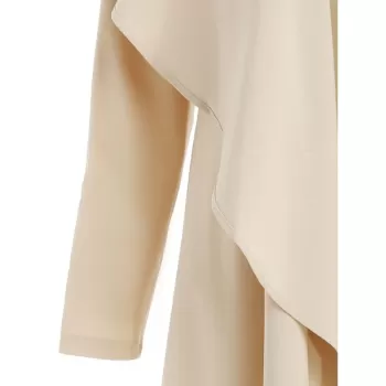 Ruffle-front Drape Coat - Beige
