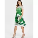 anta Claus Deer Christmas Vintage Dress - Green