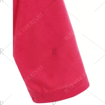 Santa Print Raglan Sleeve Christmas Tee - Red