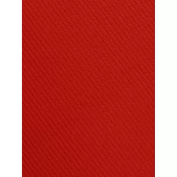 Scalloped Ribbed Halter Surplice One-piece Swimsuit - Red