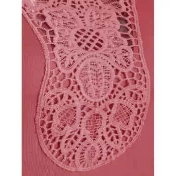 coop Neck Lace Panel Plain T-shirt - Watermelon Pink