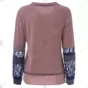Scoop Neck Long Sleeve Tie-Dyeing  T-Shirt For Women - Coffee