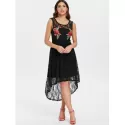 Scoop Neck Sleeveless Lace Dress - Black