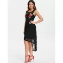 Scoop Neck Sleeveless Lace Dress - Black