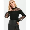 See Through Floral ace T-shirt - Black