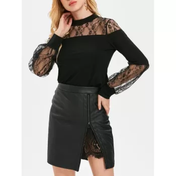 See Through Floral ace T-shirt - Black