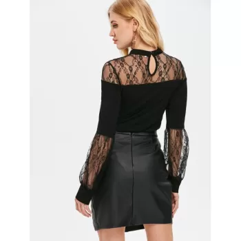 See Through Floral ace T-shirt - Black