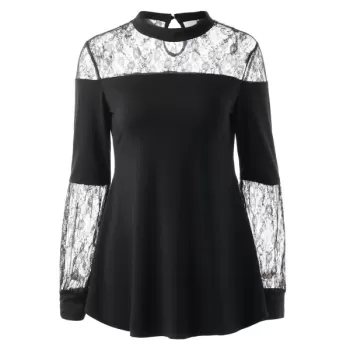 See Through Floral ace T-shirt - Black